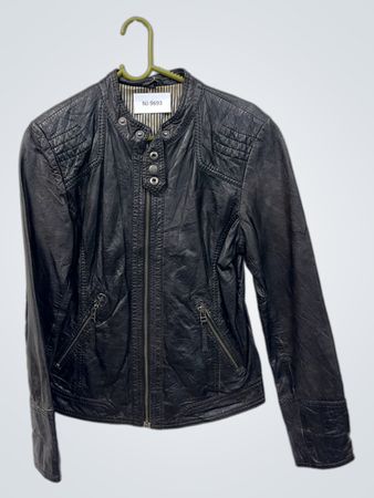 Schwarze Lederjacke NJ-9693