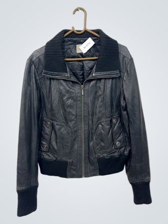 Oasis Schwarze Leder-Bomberjacke