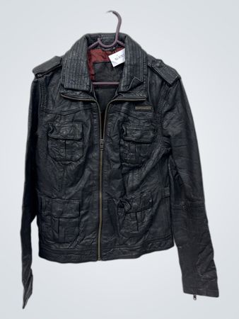 Superdry Schwarze Kunstlederjacke