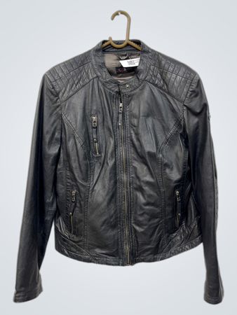 Cabrini schwarze Kunstleder-Stepp-Motojacke