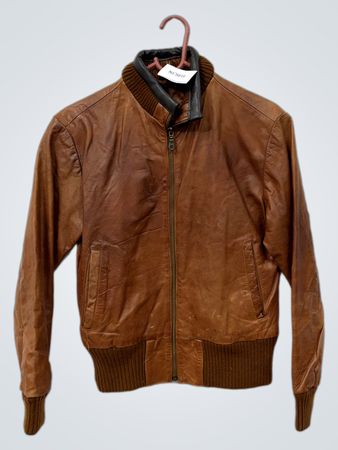 Braune Leder-Bomberjacke