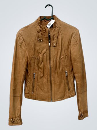 Braune Kunstlederjacke