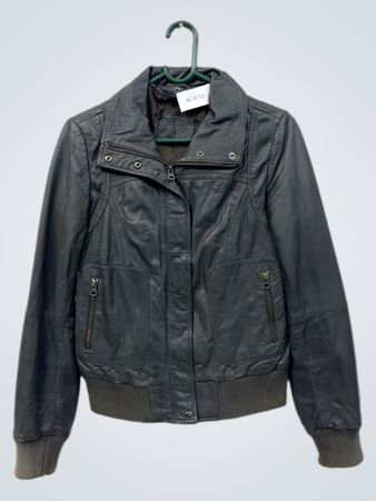 BGD Schwarze Leder-Bomberjacke