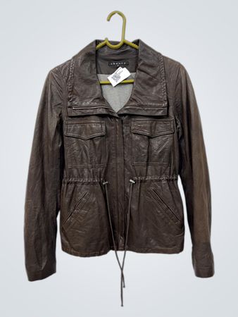 Theory braune Leder-Utility-Jacke