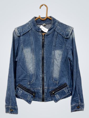 Giacca di denim con cerniera e tasche