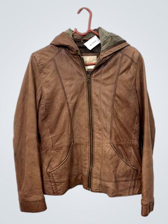 Lakeland Brown Kapuzen-Lederjacke