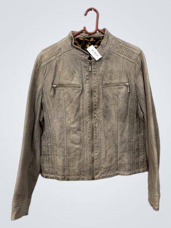 CARLA F. Damen Lederjacke in Grau