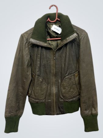 Oasis Damen Bomberjacke aus braunem Leder