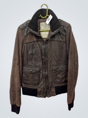 Ylve Brown Leder-Bomberjacke