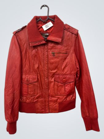 hElium Rote Leder-Bomberjacke