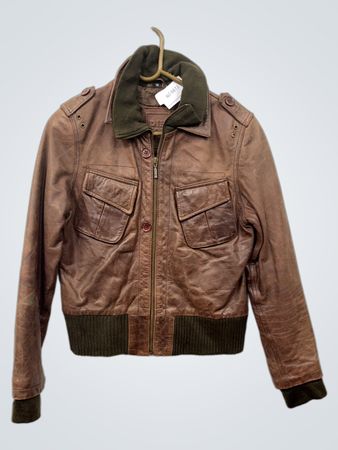 Braune Leder-Bomberjacke