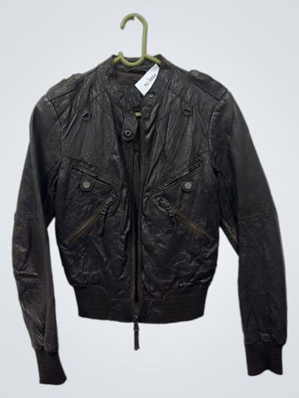 Braune Leder-Bomberjacke