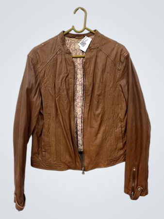 DVS Lässige braune Lederjacke