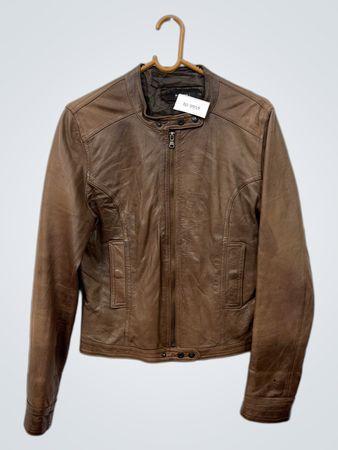 NADINE Damen Lederjacke in Braun, Made in Italy