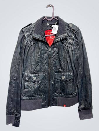 edc schwarze Lederjacke