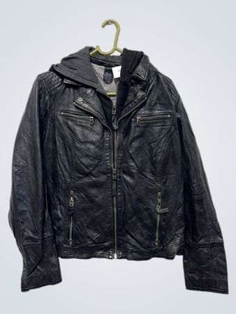Gipsy Black Faux Leather Hooded Jacket