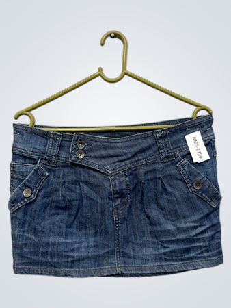 Schwarzer Bat Denim Minirock