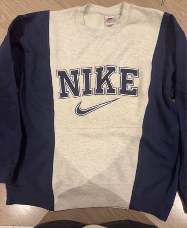 Nike Grey and Navy Crewneck Sweatshirt