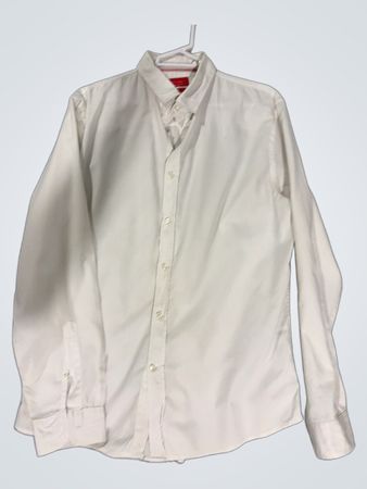 White Long-Sleeve Button-Down Shirt