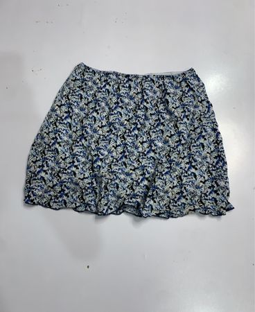 Blue Motion Printed Mini Skirt