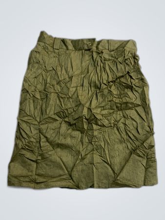 Green Crinkled Mini Skirt