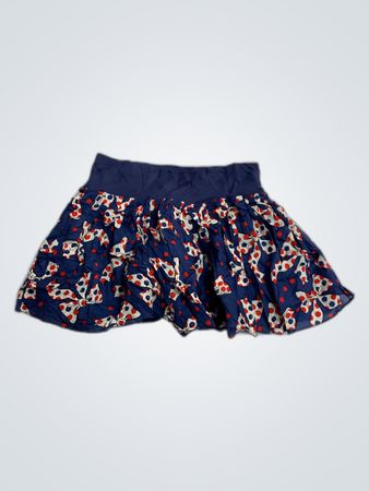Navy Bow Print Mini Skirt