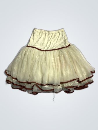 Maison Soleil Cream Tulle Mini Skirt