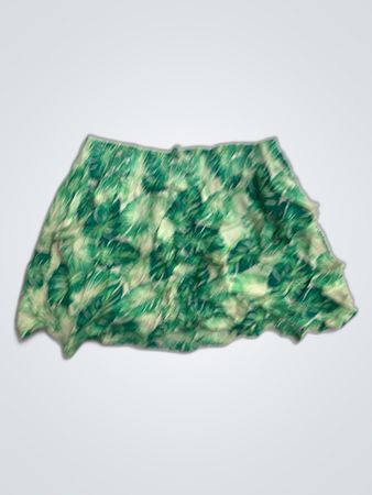 YFK Green Tropical Leaf Print Mini Skirt