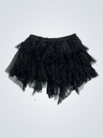 Pronounce Black Ruffled Tulle Mini Skirt