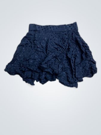 Navy Polka Dot Ruffled Mini Skirt