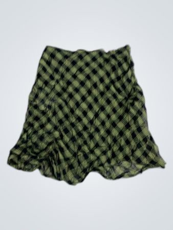 H&M Black and Green Gingham Mini Skirt
