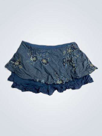 Embroidered Ruffled Mini Skirt