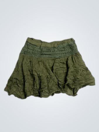 Apricot Green Lace Trim Mini Skirt