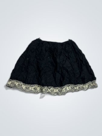 Unbranded Black Crinkled Mini Skirt with Lace Trim