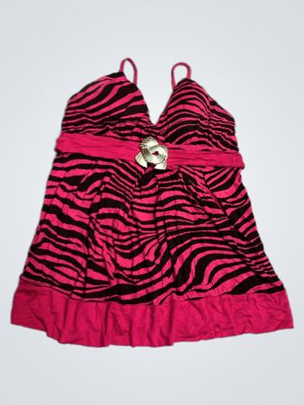 Pink and black zebra print halter top with embellishment