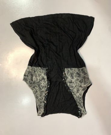 Black top with lace and sequin detail