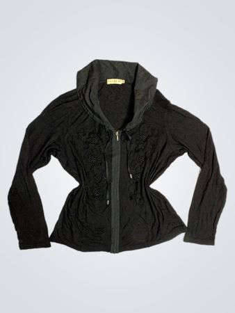 Black MICH A Zip-Up Jacket with Embellishments