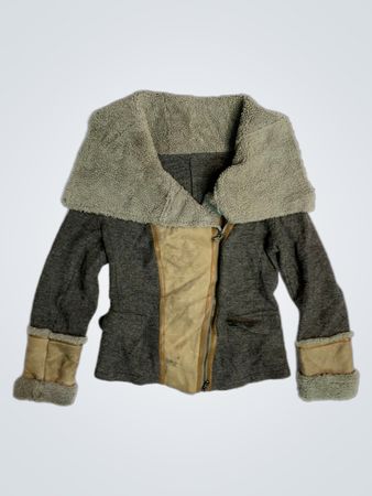 Gray Jacket with Brown Accents