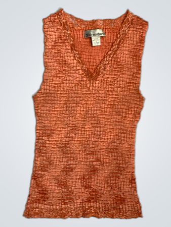 Dressbarn Orange Texturiertes V-Ausschnitt-Top