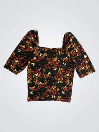 Pou&geou Floral Print Long Sleeve Top
