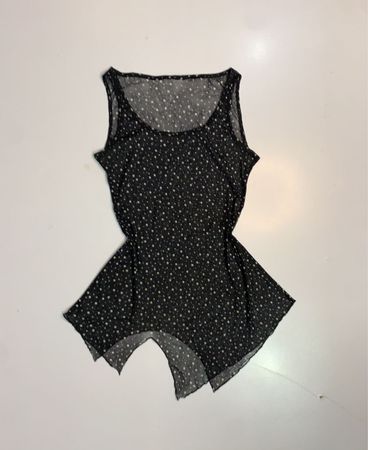 Schwarzes durchsichtiges Top mit Polka Dots