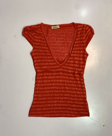 Floris Red Striped Sparkle Top