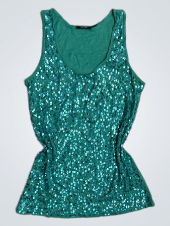 Teal Sequin Tank Top