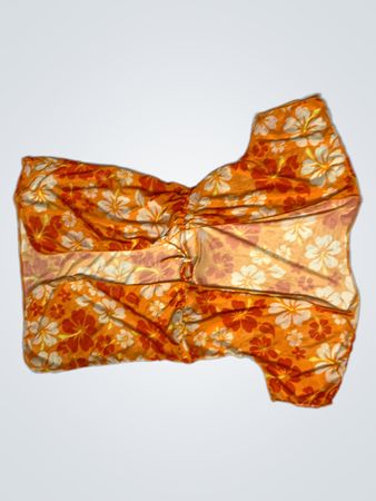 Orangenblumenmuster Raffung Top