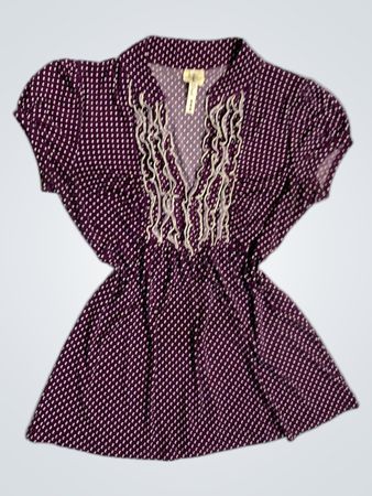 Heart Soul Purple Polka Dot Ruffle Top