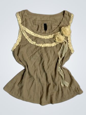 Vero Moda Damen Mittel Beige Kurzarm Top