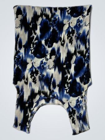 Blaues und schwarzes floral gemustertes geripptes Tanktop