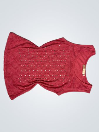 Kassy Pink Sequin Lace Tank Top