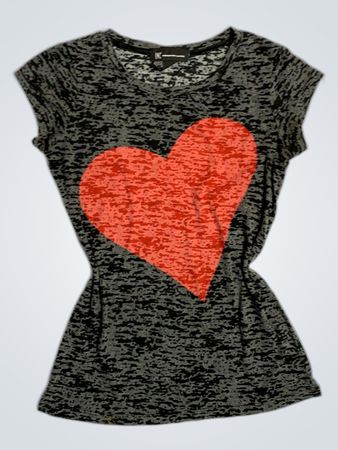 International Concepts Damen Grau Herz Druck T-Shirt