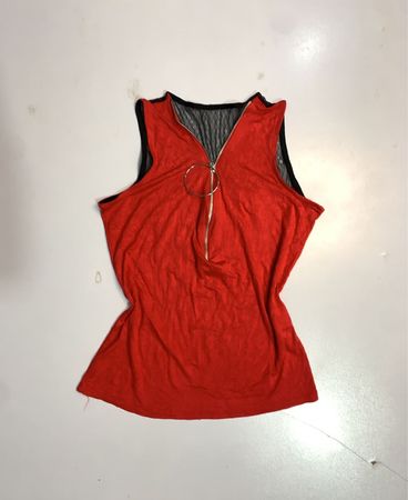 Morgan Red Mesh & Zip Top
